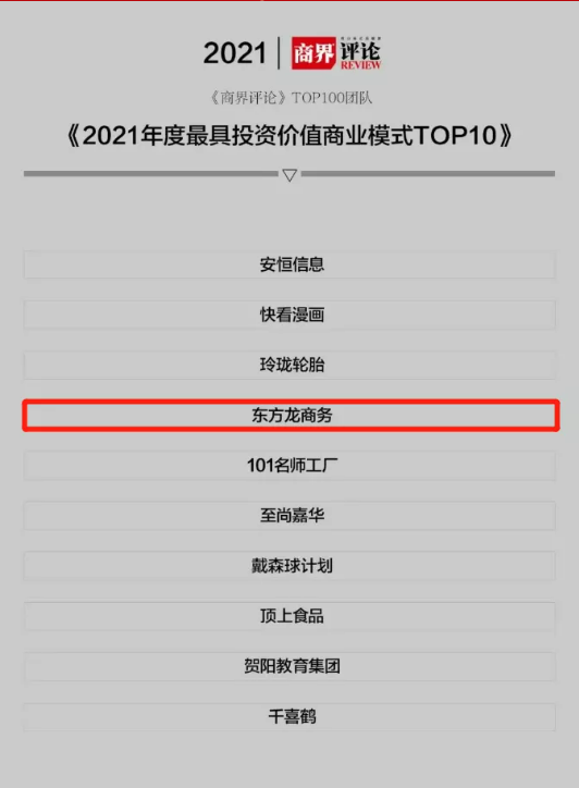 《2021年度最具投資價值商業模式TOP10》